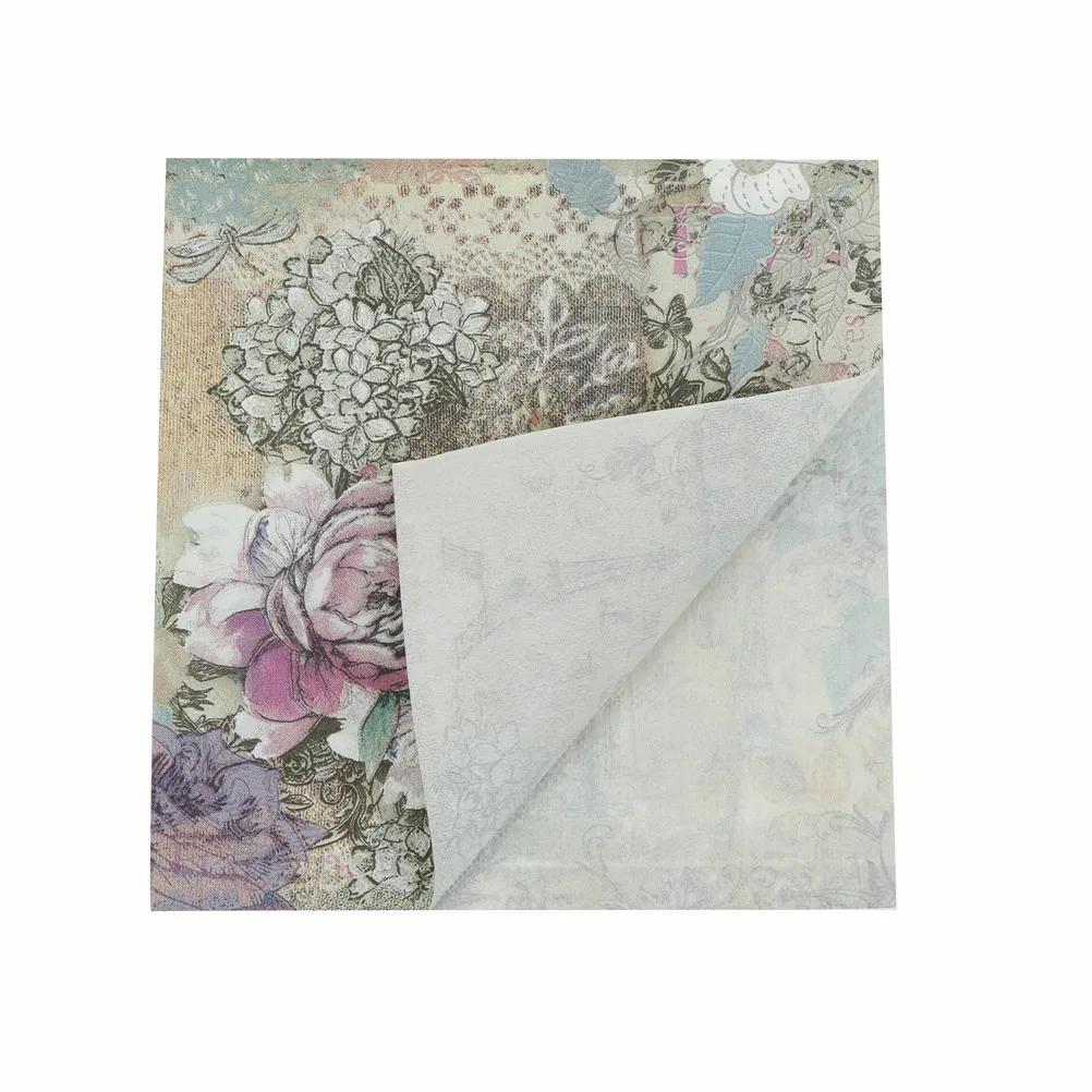 20 pcs Printed Feature Rose Paper Napkins For Event & Party Decoration Tissue Decoupage Servilleta Summer Party Supplies paper napkins tissue paper decoration