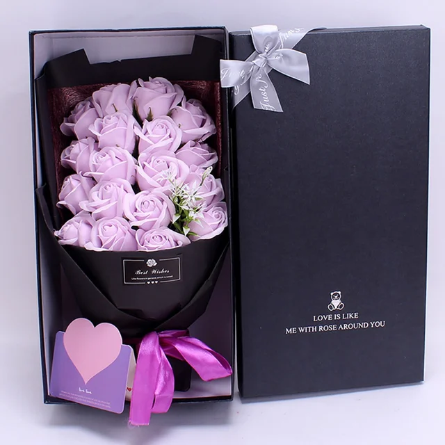 18Pcs/Box Soap Flower Bouquet Beautiful Flora Scented Bath Soap Flower in Gift Box for Anniversary Valentine's Day Mother Day 5
