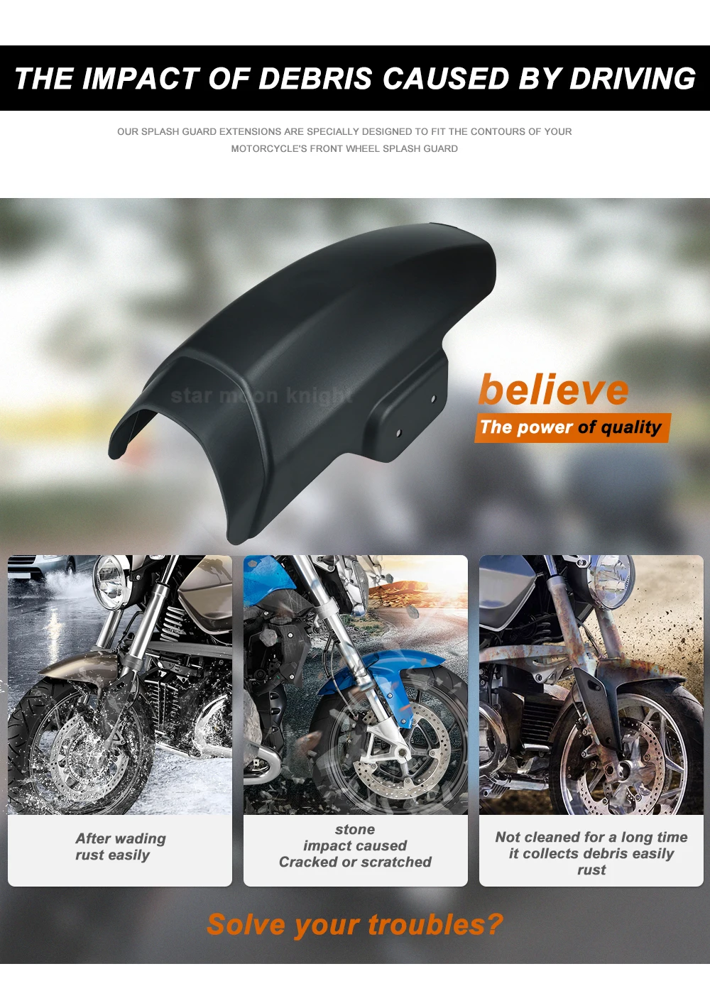 Black Front Wheel Mudguard Splash Guard For BMW R1250R (2019