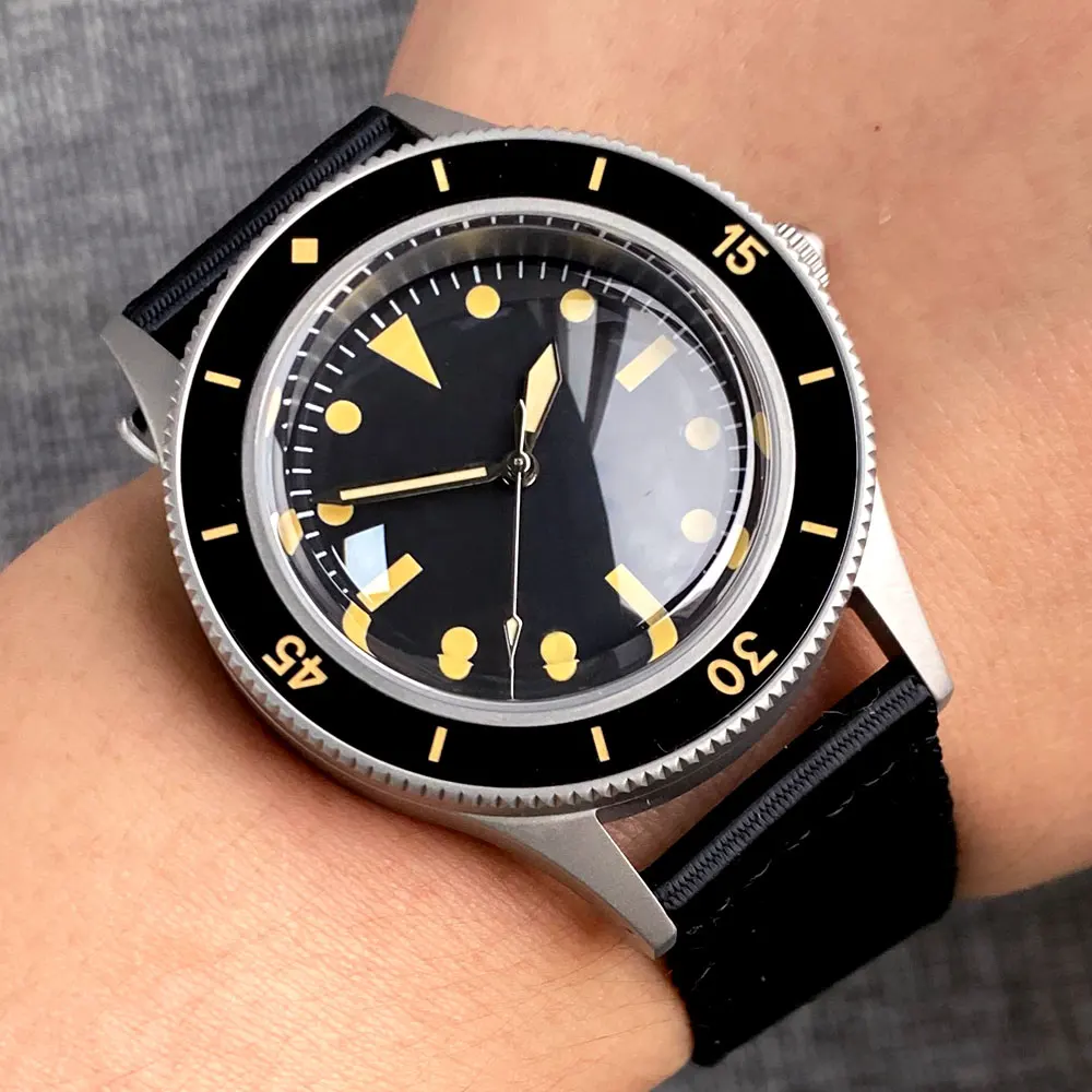 S Nh35 50 Fathoms Watch Domed Sapphire Glass Diver Orologio Meccanico Da Uomo Quadrante Vintage Green Lume Orologi Classici Impermeabili