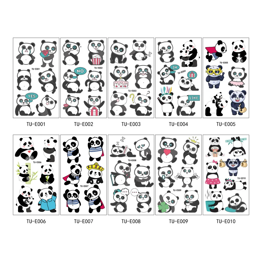 

Temporary Tattoo Cute Panda Disposable Waterproof Fake Tattoo Men Women Child Arm Leg Art Sticker Cartoon