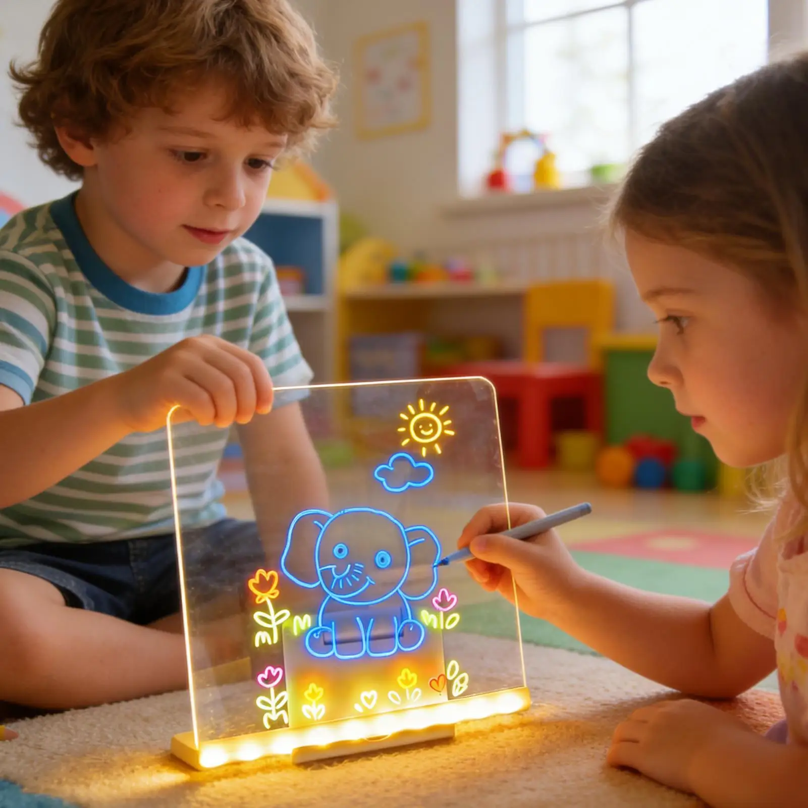 LED 메모 보드 USB 플러그인 메시지 매트 지울 수 있는 LED 메시지 보드 마커 포함 소년 소녀 학교 거실 가정 직장용