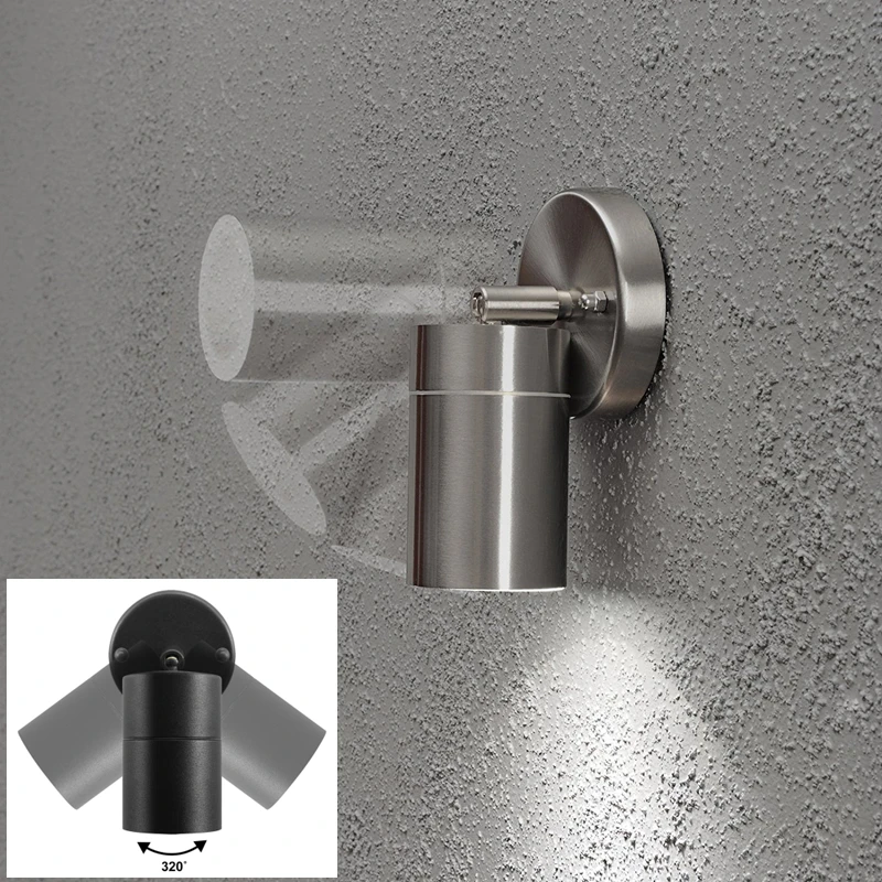 Outdoor LED GU10 Wall Lamp 5W/10W Stainless Steel Waterproof Up Down Spotlight Surface Mounted Garden Porch Wall Lighting Sconce