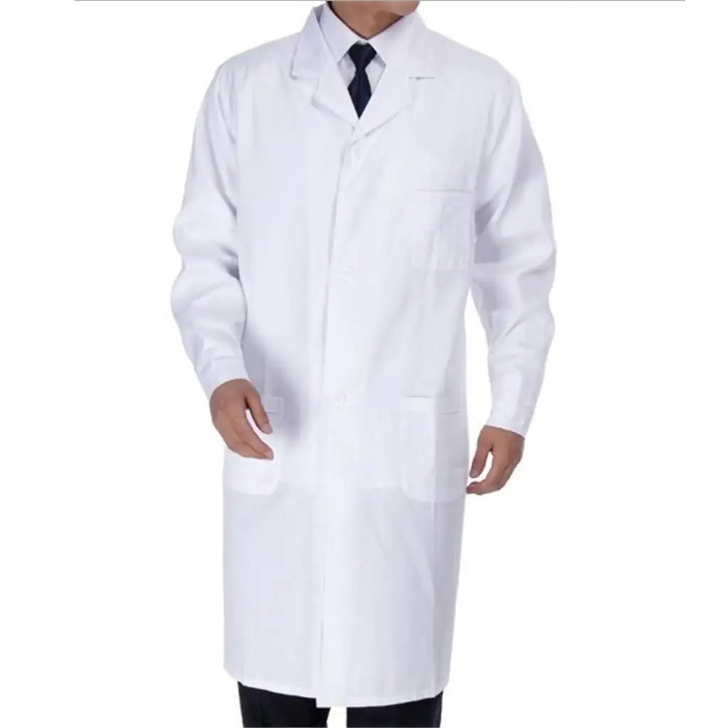 Men Unisex Scrubs White Lab Coat Uniform Doctor's Coat Food Long Sleeve