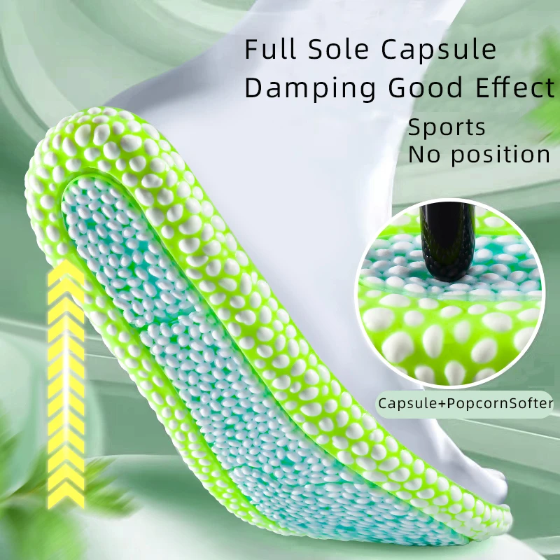 Sport Insoles 1 pair 4D Particle Popcorn capsule sports insoles High elastic comfortable breathable super non-slip running accessories