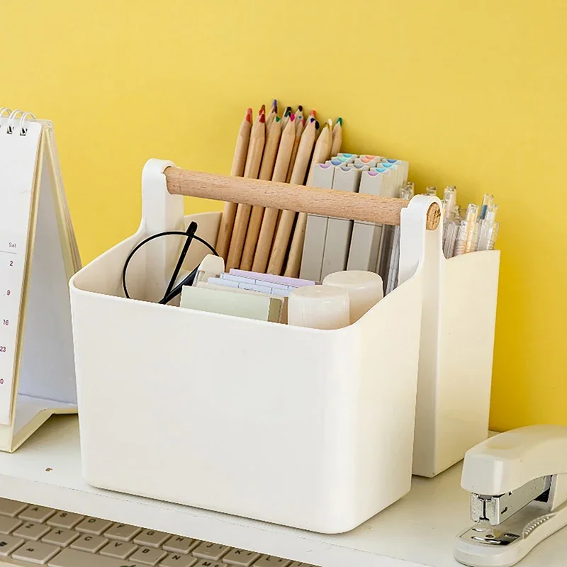 Multifunctional Storage Holder School Office Portable Pen Holder Storage Box Large Capacity Desktop Sundries Basket 1pc