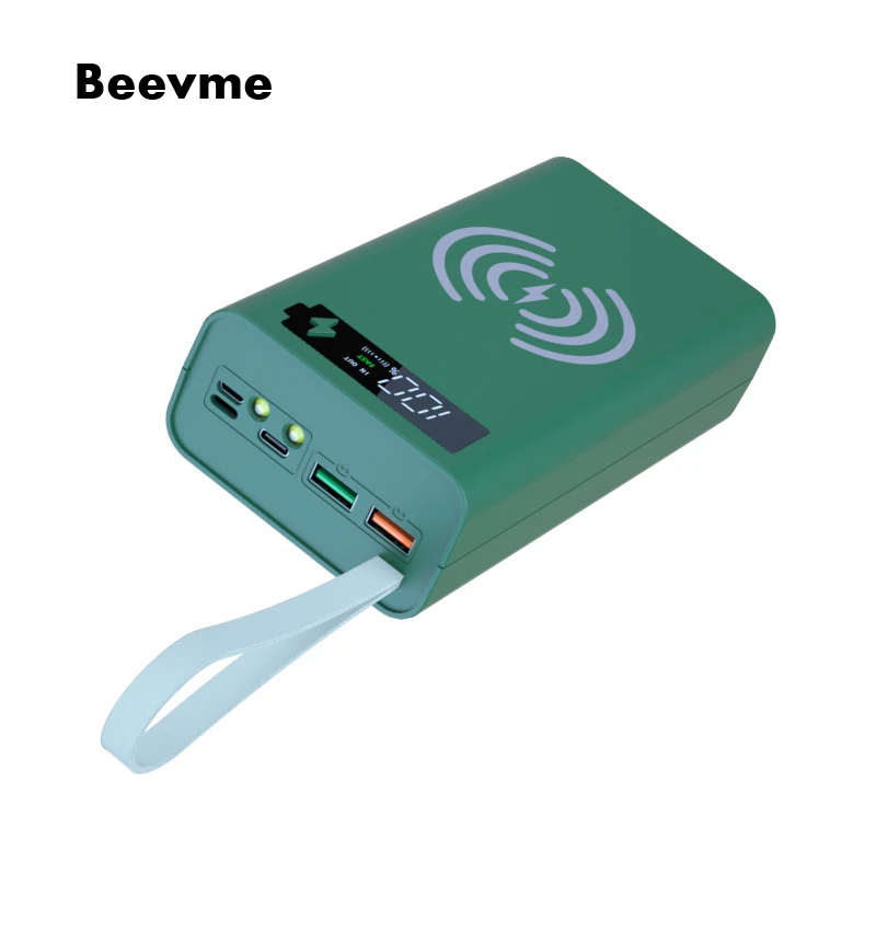 QC3.0 18650 Battery Holder LED Light 22.5W PD Power Bank Case Quick