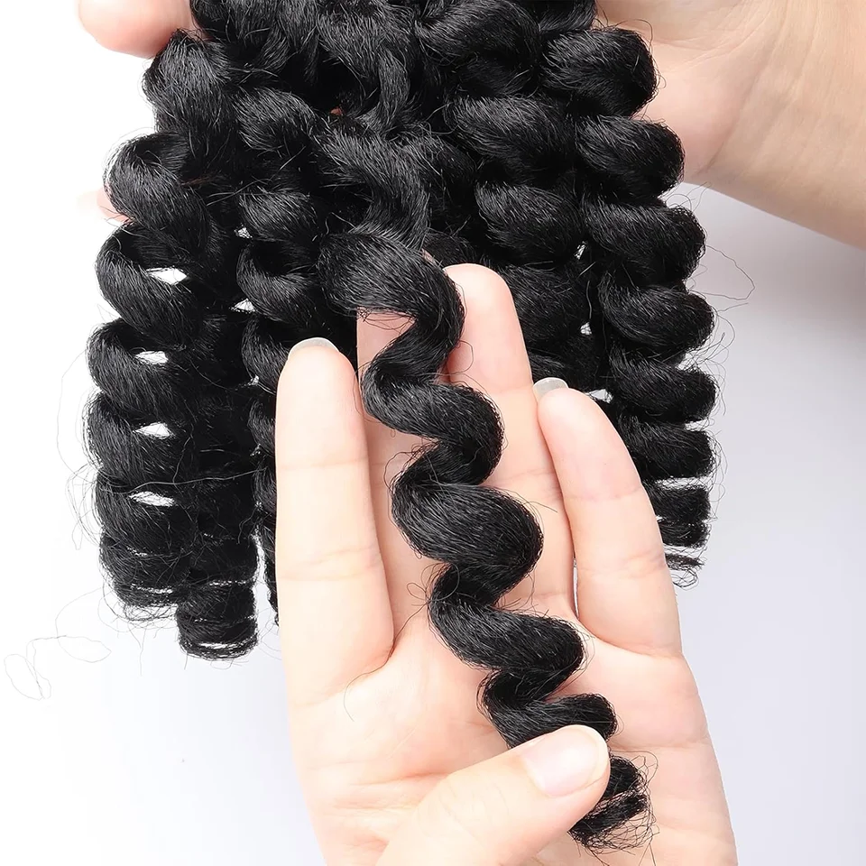 Wand Curls Crochet Bulk Hair Jamaican Bounce Curls Crochet Human Hair Jamaican Twist Braiding Hair Extensions Natural Black 6
