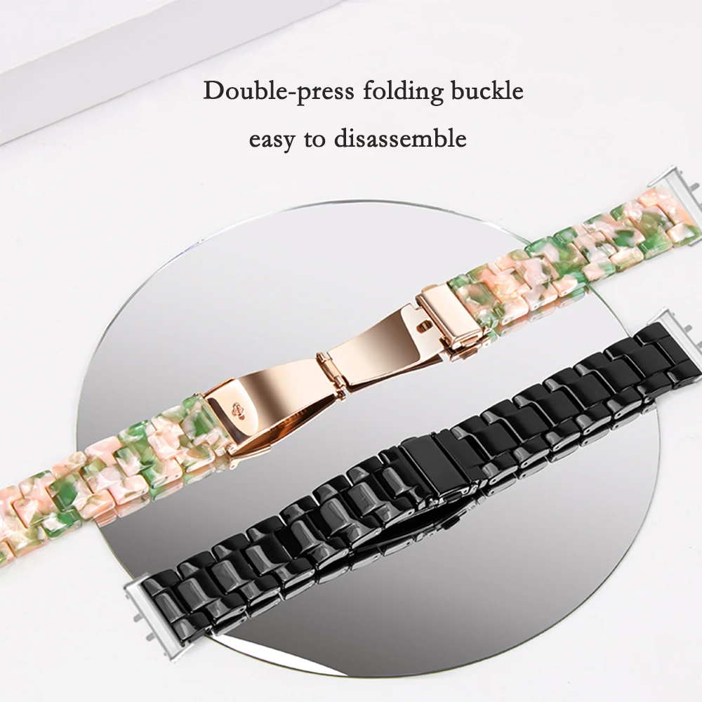 Elegant Resin Strap Bracelet for Men & Women - Quick Release Design for Fitness Trackers