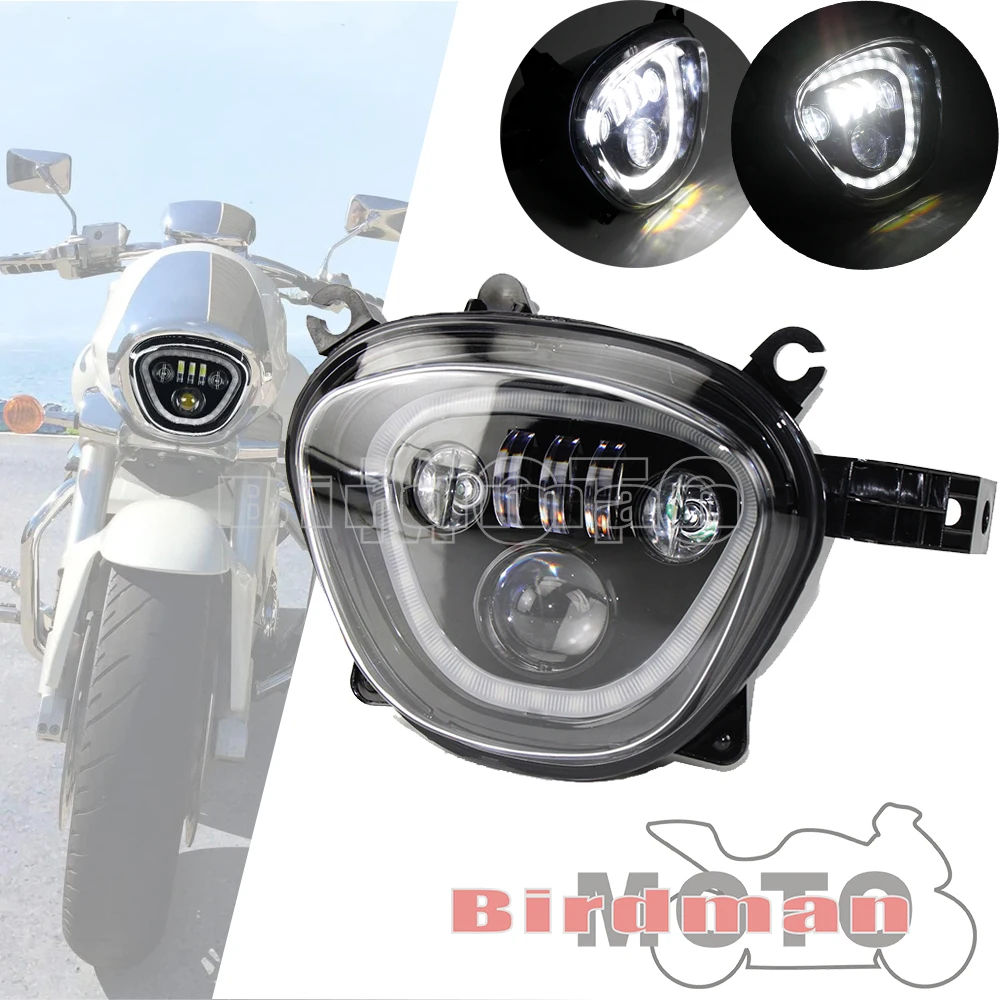 

10-30V Motorcycle Clear Lens Front LED Headlight Head Lamp Assembly DRL High/Low Beam For SUZUKI Boulevard M109R M90 2006-up