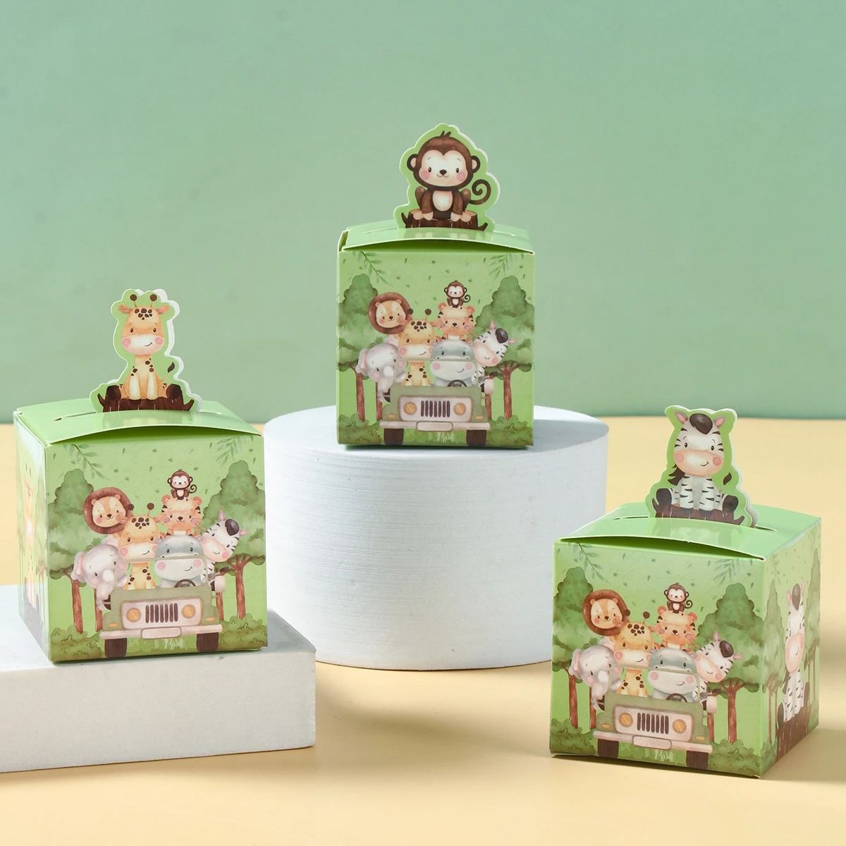 Lot De 12 Boîtes Cadeaux Thème Jungle Sehaby - Boîtes Fête Anniversaire Animaux Pour Bonbons Et Biscuits
