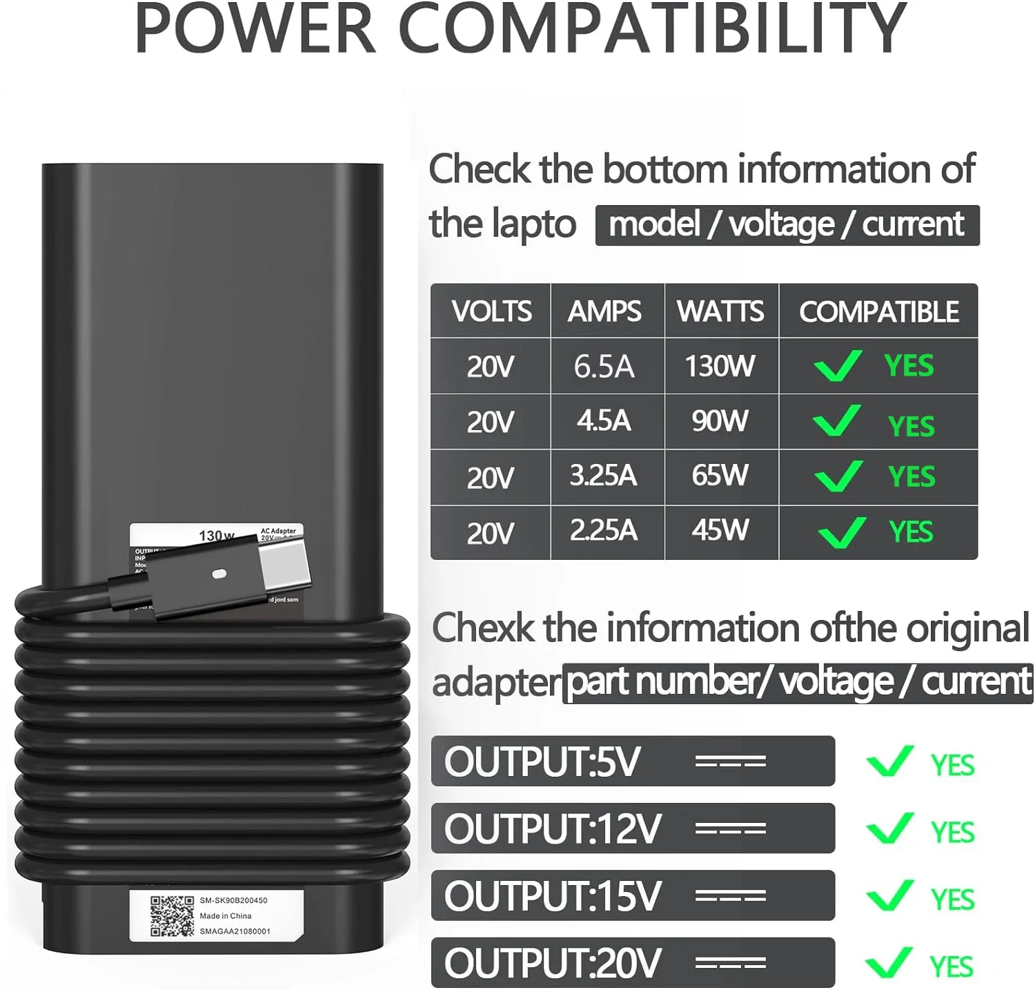 Carregador do Adaptador da ca para Dell Latitude 20v 6.5a 130w 5511 5510 5420 5431 5421 5411 5401 5410 5400 5320 5310 3500 3400 5501 - Imagem 5