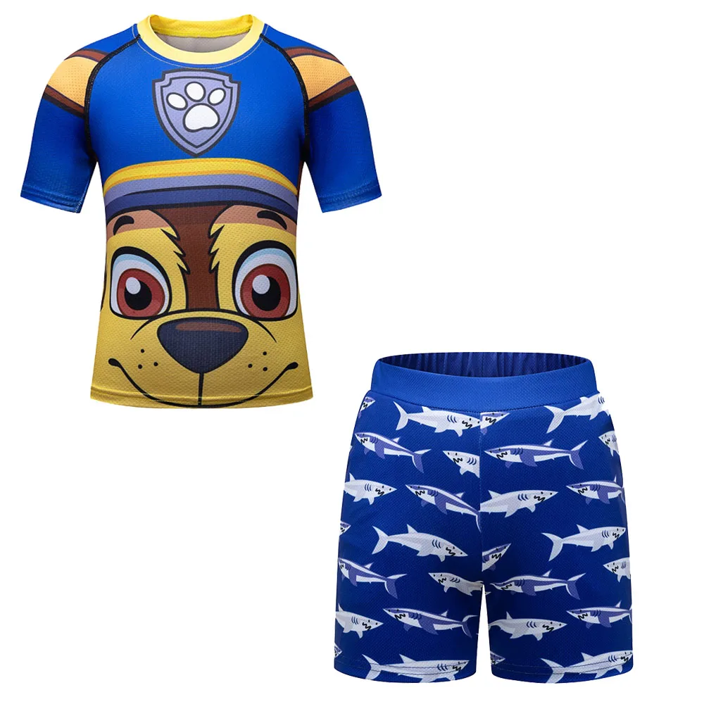 

4 -14 Years Kids 98% Polyester 2% Spandex Tops And Shorts Digital Printed Sport Sets Children 2 Pieces