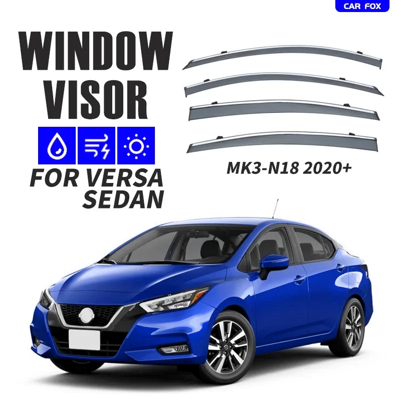 For Nissan Versa N18-Sedan Window Visor Vent Shades Ventvisor Wind Deflectors Visors Rain Guard Shades Visor