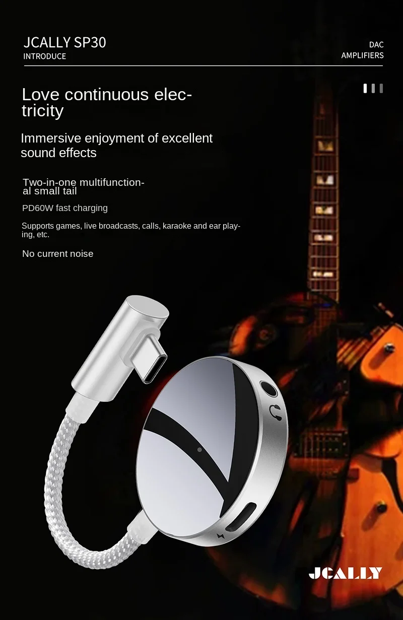 Jcally SP30 2-in-1 Elbow Transfer Cable Portable DAC & AMP description image 4