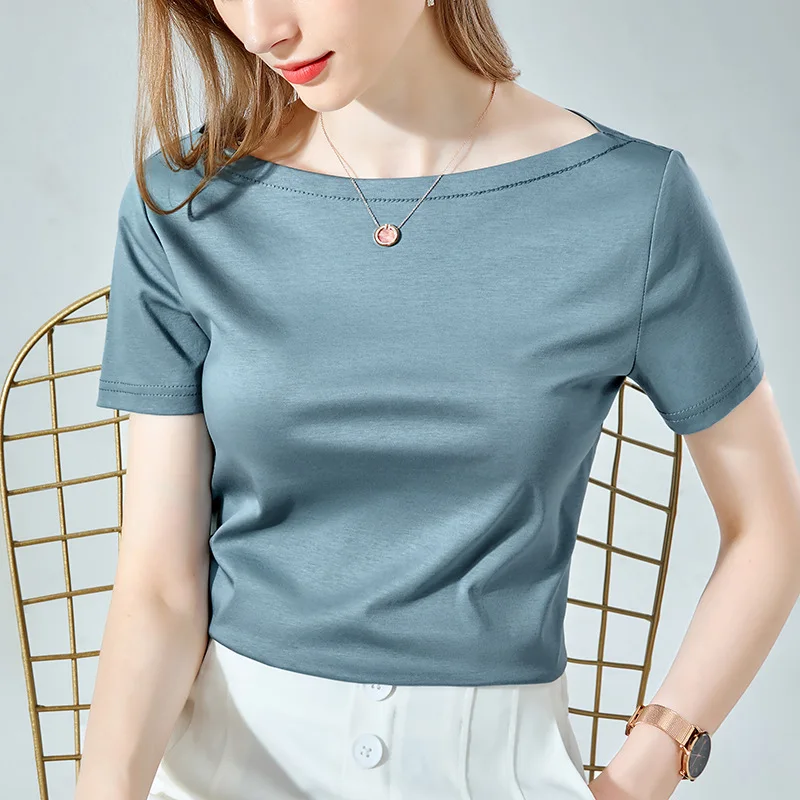

HIgh Quality 2024 Women Tops Pure Color Spring Summer T- Shirt Female Grace Clothing Sexy Crop Top Clothes Fashion Blouse Y2k