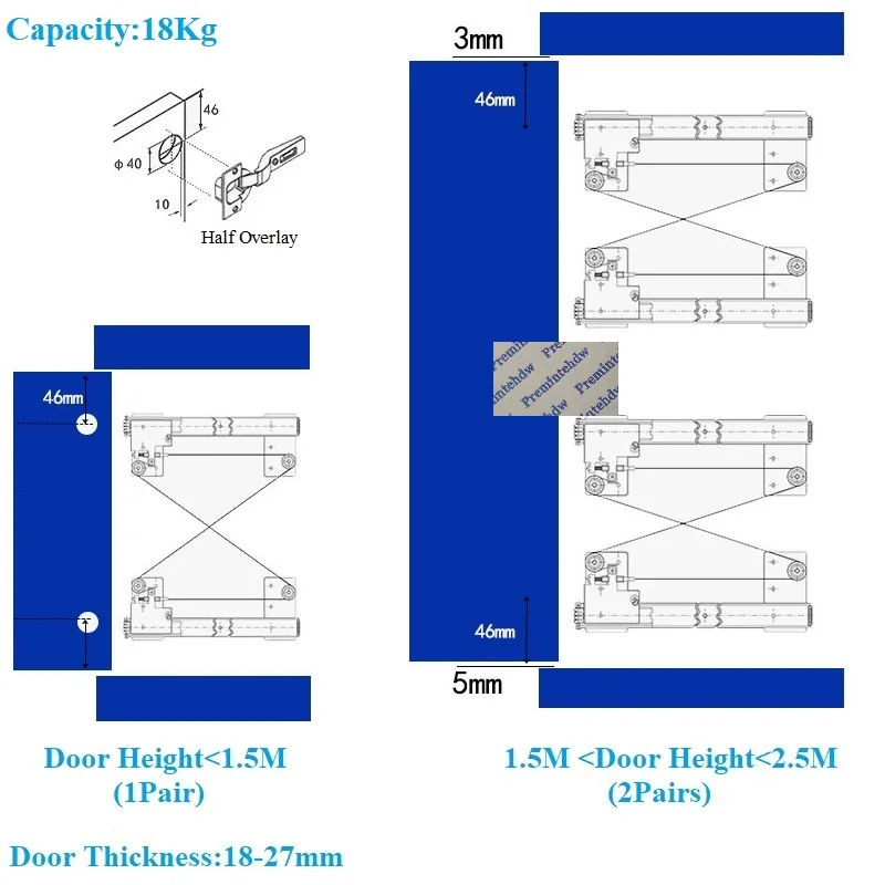 1Pair 14" 16" 18" Pocket Door Slide With Cable Equalizer Soft Close Hinge Furniture Cabinet Cupboard Closet