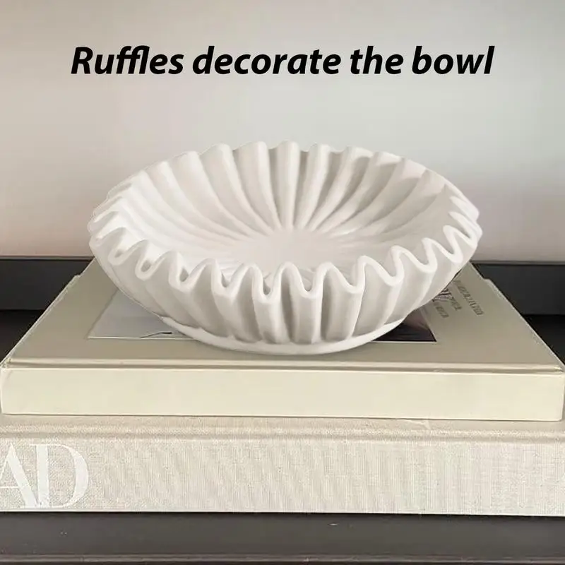 Decorative Ruffle Bowl for Serving and Home Decor Resin Decoration with Simulation Antique Design Rustic Ruffle Bowl for Kitchen 2