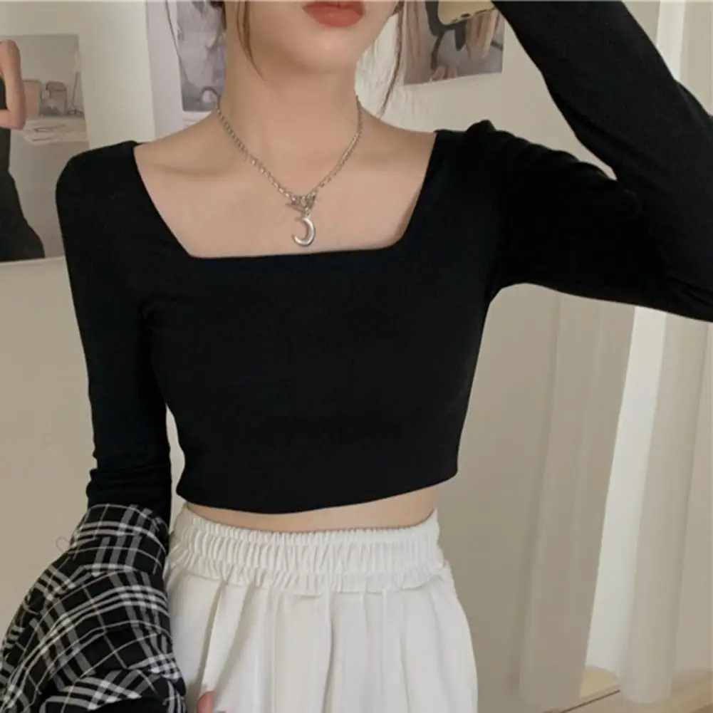 

Women Spring Top Solid Color Women Crop Top Waist-exposed Lady Tank Top