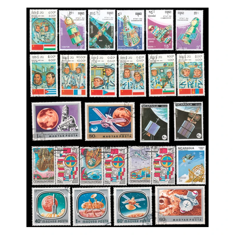 Postage stamps stickers 50Pcs/lot astronaut space satellite different countries no repeat unused for collecting