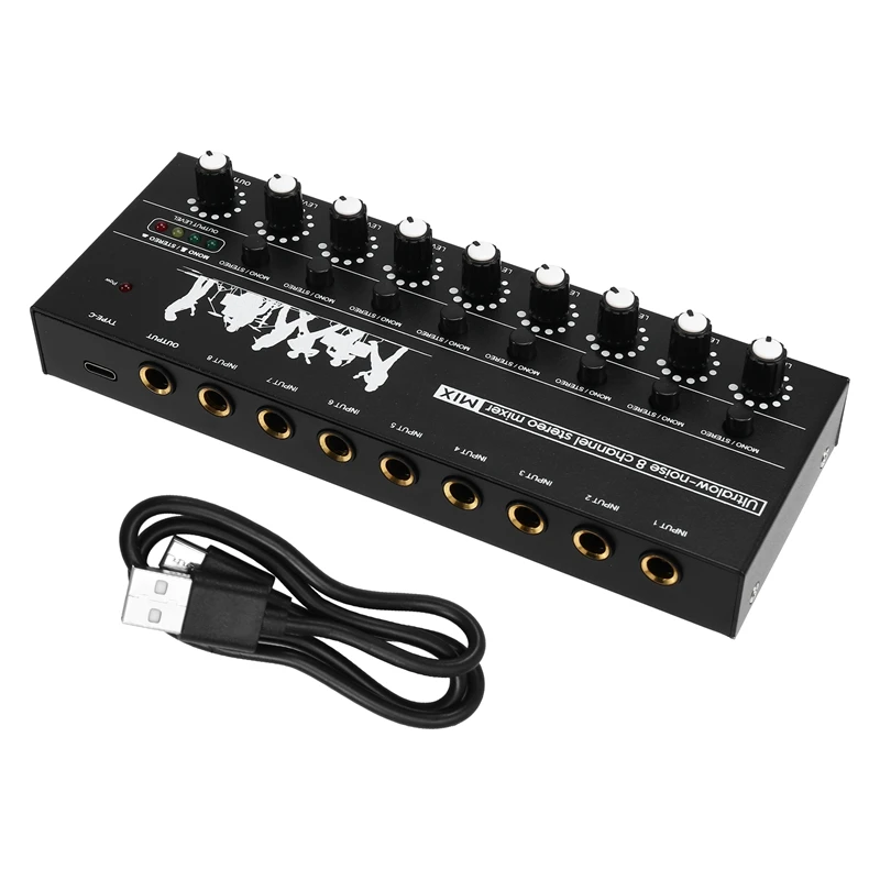 Professional 8-Channel Stereo Mixer Portable Sound Audio Mixer With Low-Noise Functionality For Recording Instruments