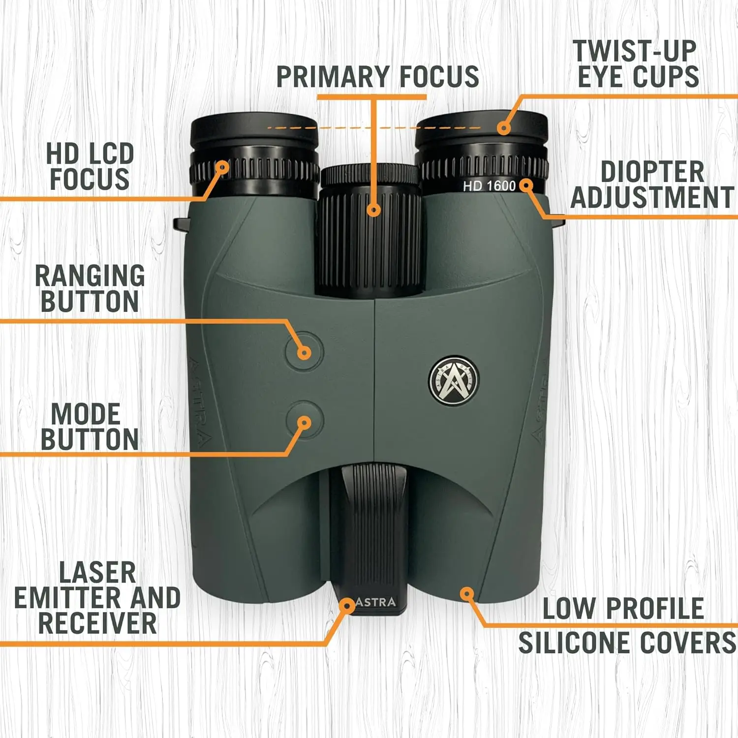 1760 Yard Laser Rangefinder Binocular for Hunting, Shooting and Golf with Built-in Ballistics, Bright HD LCD, Fas