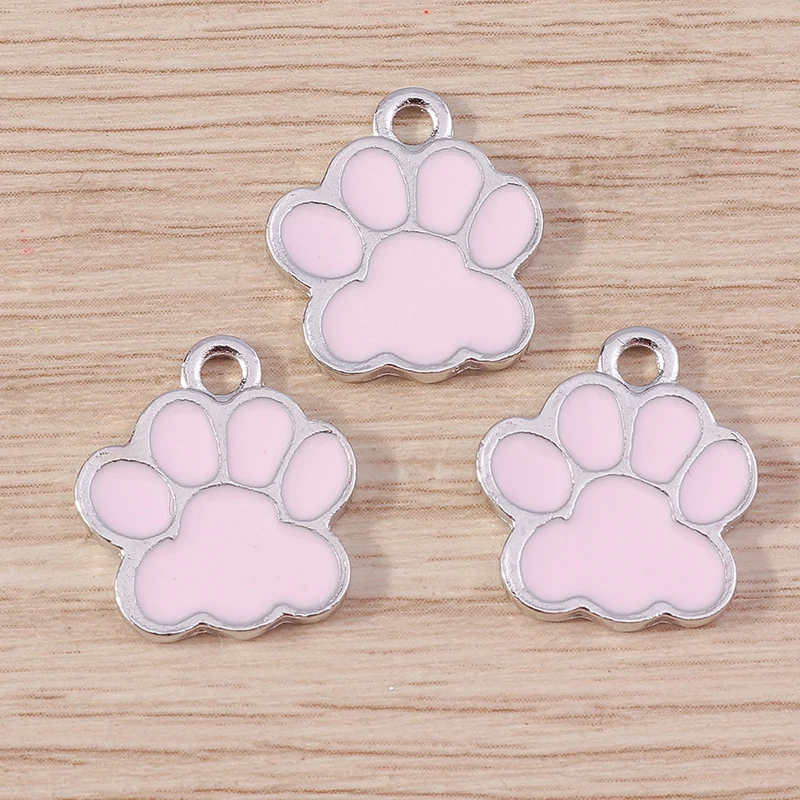 10 Stück 15 x 17 mm Cartoon-Emaille-Hundepfoten-Fußabdruck-Charms für Schmuckherstellung, DIY-Ohrringe, Anhänger, Halsketten, Bastelzubehör – Detail 5