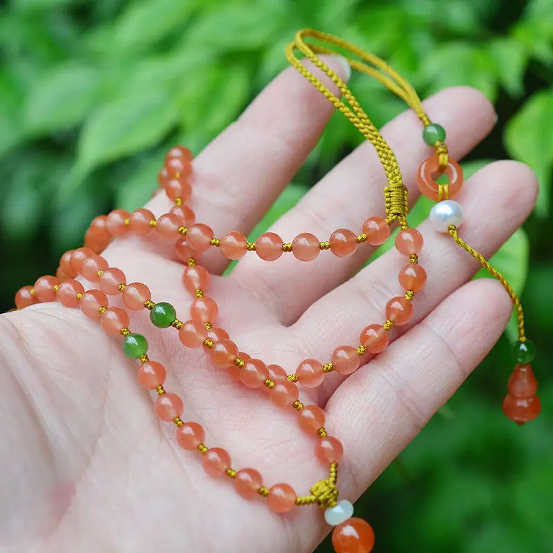 Top Latest Natural South Red Cherry High-end Pendant Beads Sweater Chain Jade Necklace Lanyard Jewelry Accessories Gift