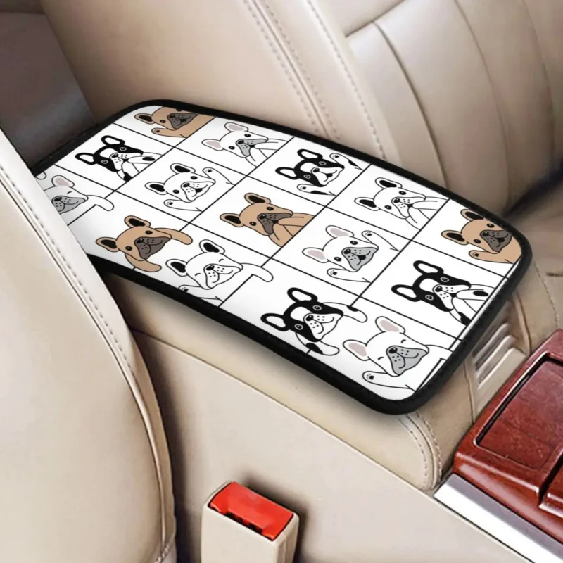 

Cute French Bulldog Puppy Armrest Box Pad Car Center Console Protection Cover Mat Pet Dog Car Interior Cushion Accessories