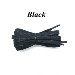 Premium Waxed Leather Waterproof Shoelaces - Flat Casual Outdoor Shoe Accessories - 180 cm (Black)