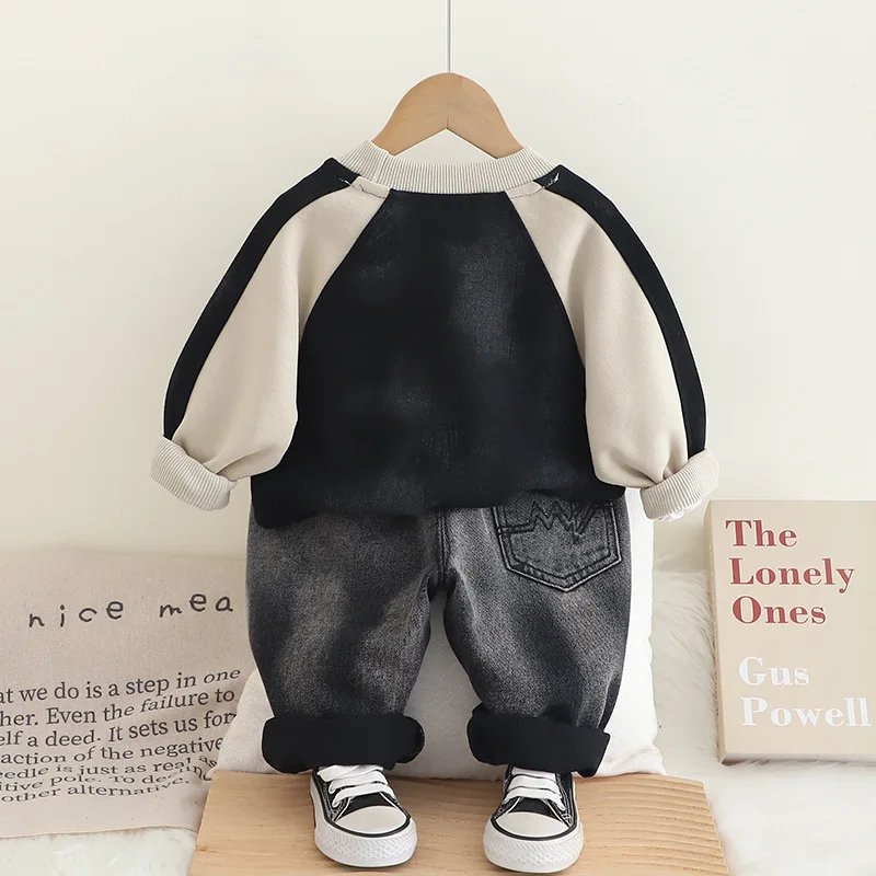 Boys Sweatshirt Sets Children's Spring Suit Autumn Colour Blocking Top Trousers 2 Pieces New Kids Fashion Sports Outfit
