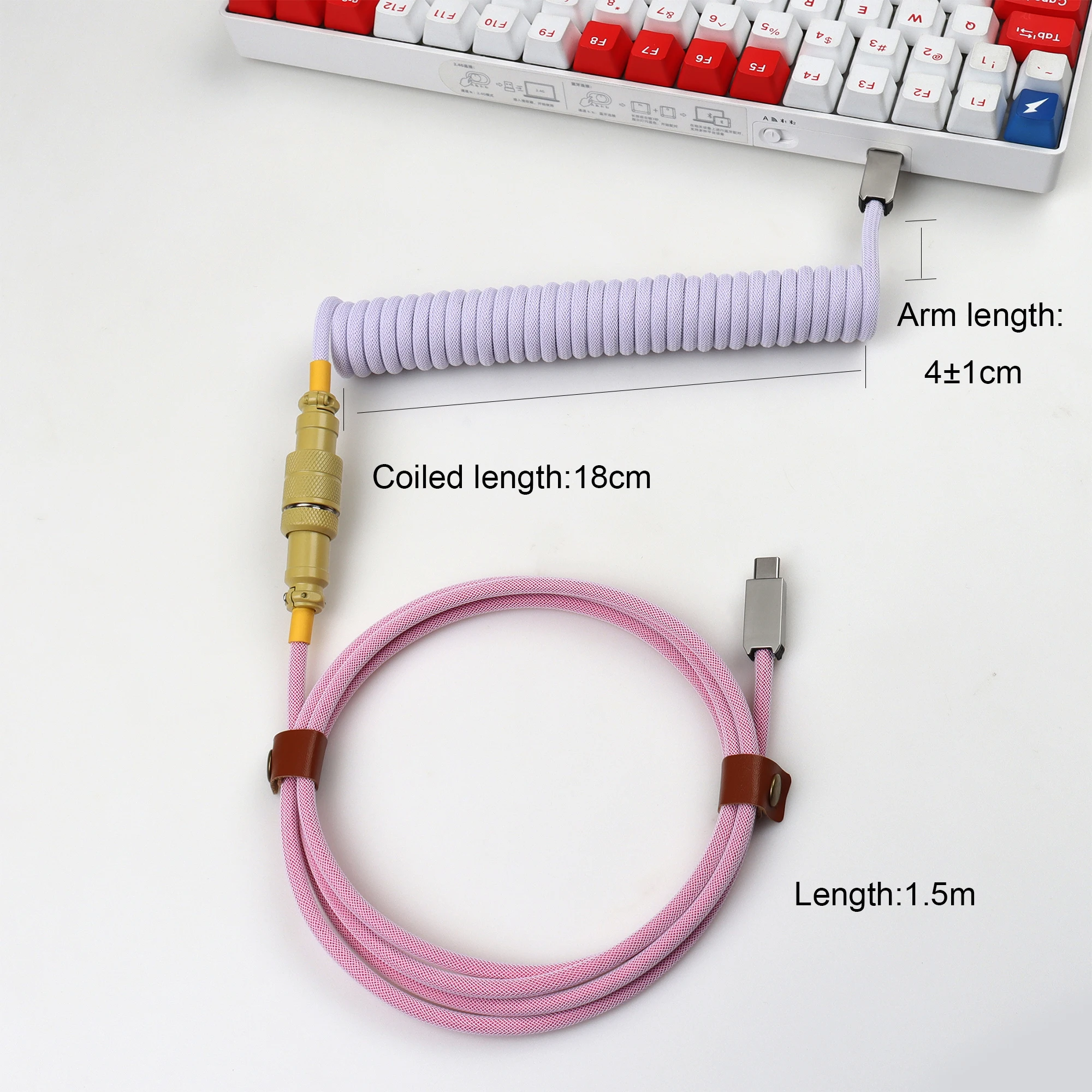 Lano-usb c para Usb c Teclado Mecânico Cabo Coilde Conector Aviador Metal tipo c Interface Presentes para Gamer - Imagem 6
