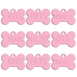 Bulk Pack of 20 Customizable Bone-Shaped Pet ID Tags with Personalized Engraving - 39x26x1mm (Pink)