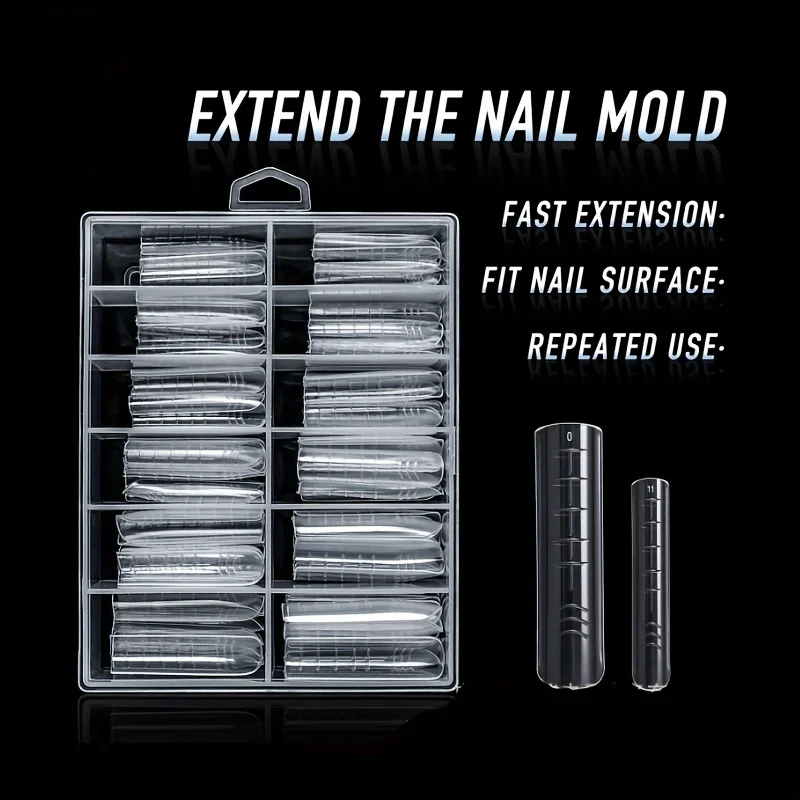 120Pcs Clear Full Cover Dual Nail System Uv Gel Acrylic Nail Art Scale U-Shaped Tips Extension