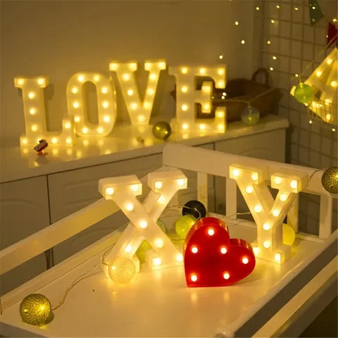 Luminoso 26 Alfabeto Inglese Led Letter Light Creative 3D Battery Night Lamp 16Cm Romantic Wedding Party Room Letter Decoration