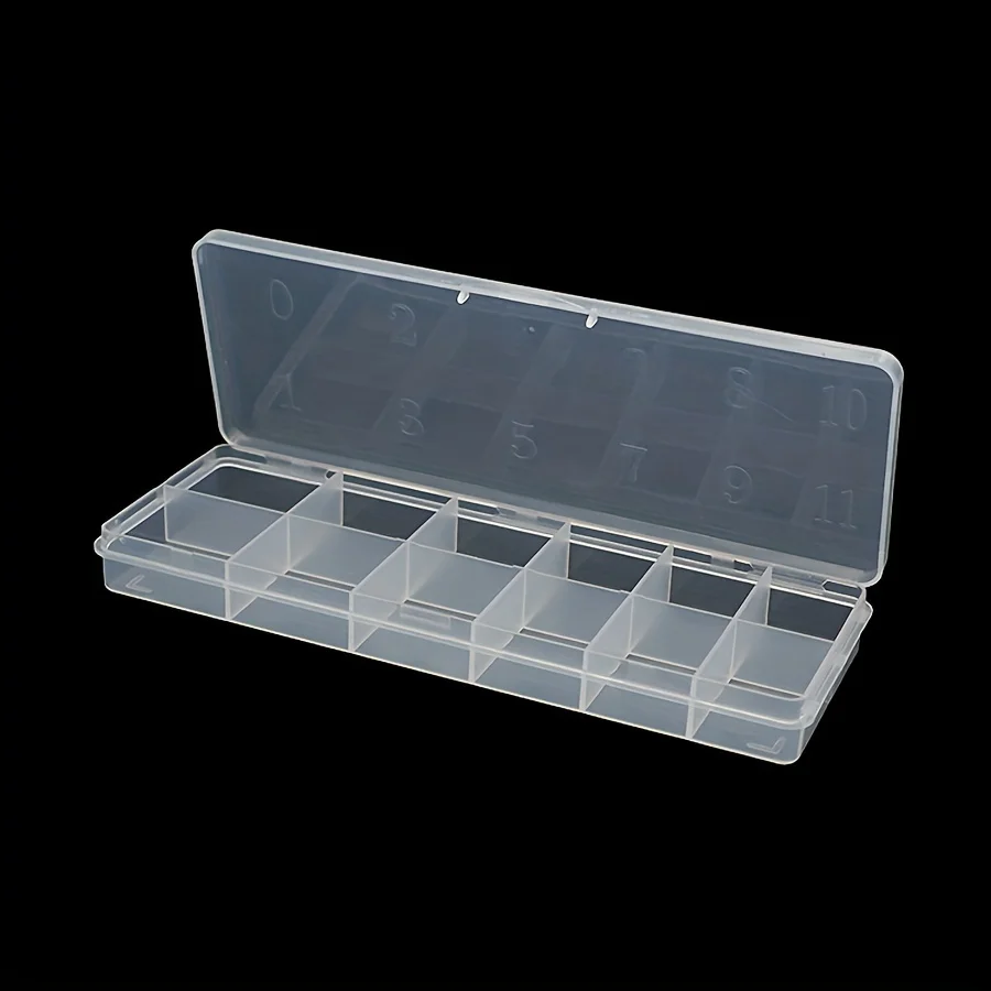 12-Grid Plastic Storage Box, Transparent Multi-Compartment Organizer for Nail Art Rhinestones Craft Supplies, Salon Home Use