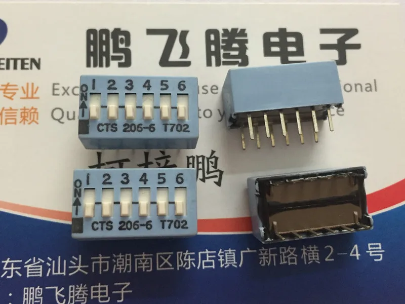 

1PCS Original American CTS 206-6ST dial code switch 6-bit straight plug 2.54 pitch key type flat dial code