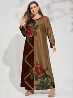Plus Size Winter Dress Woman Female Long Sleeve Contrast Multicolor Floral Elegant Dress Large Curvy Size Women Clothing - Image 4
