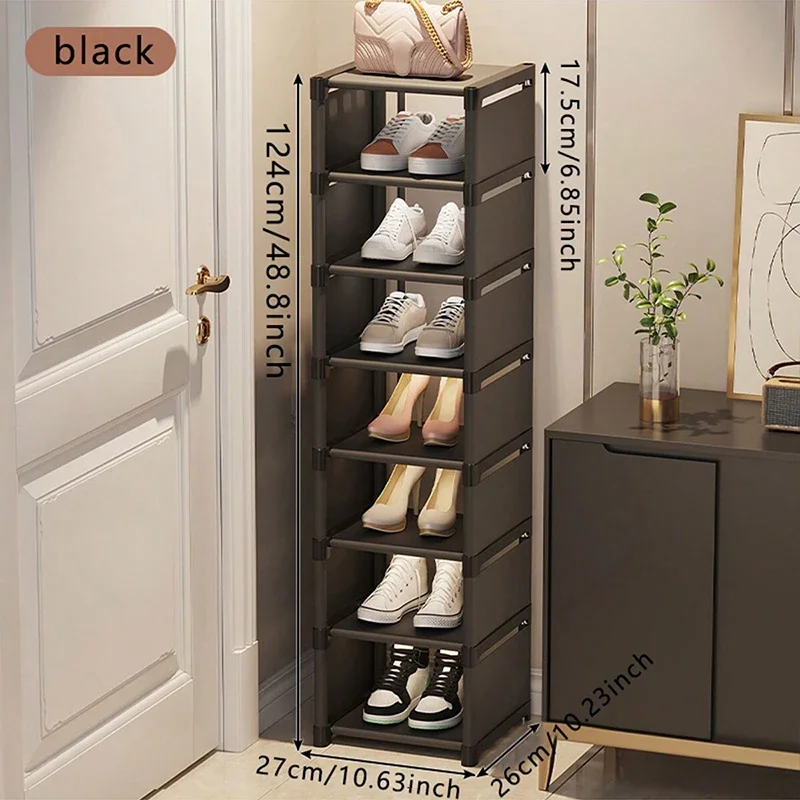 Shoe Rack | Small Narrow Shoe Cabinet, Wall & Door Mounted, Widened Design, Multi-Layer Household Storage for Home & Rental Use