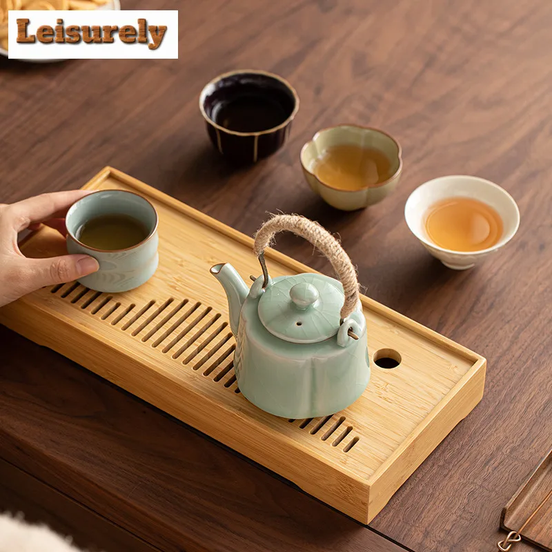 Five Famous Kilns Lifting Beam Pot Tea Set Complete Set Ancient Tea Ceremony Set Teapot And Tea Cup Set Cafes Ornaments Supplies