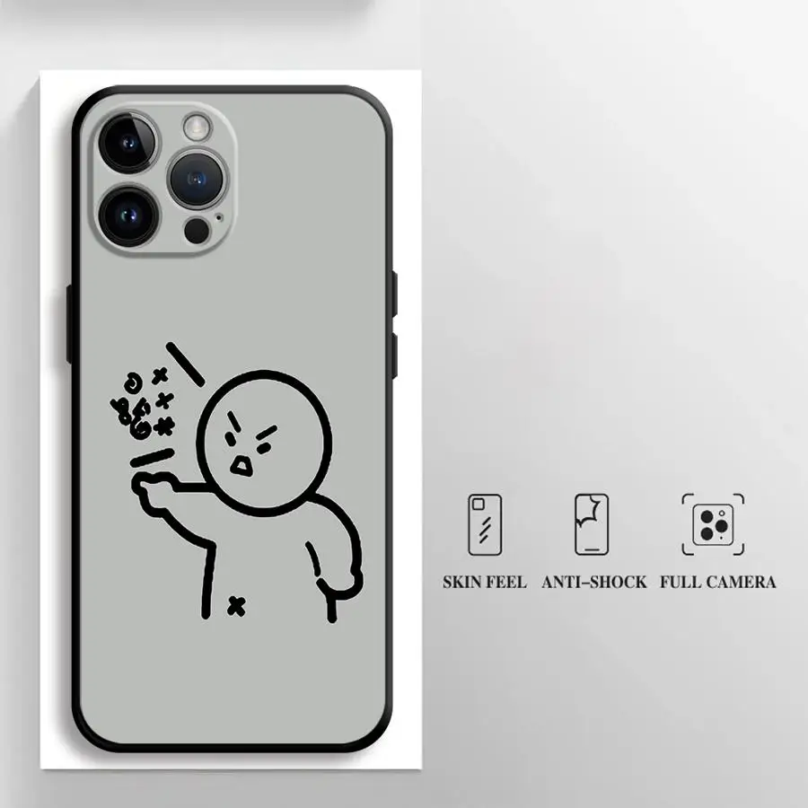 Black Soft Shell Cartoon Case with Funny Matchman Design