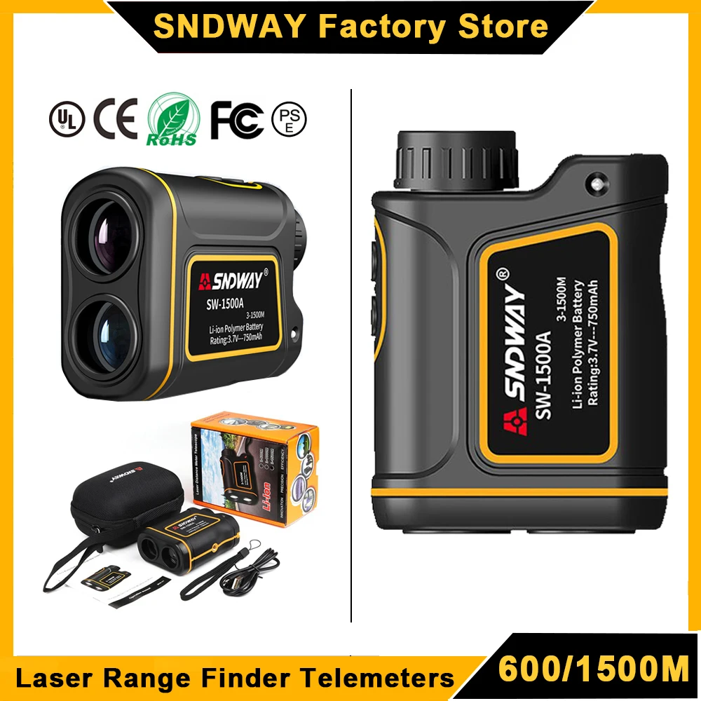 

SNDWAY 600M 1000M 1500M Range Finder Telemeters Golf Rangefinder Distance Meter Professional Angle High Speed Continuous Measure