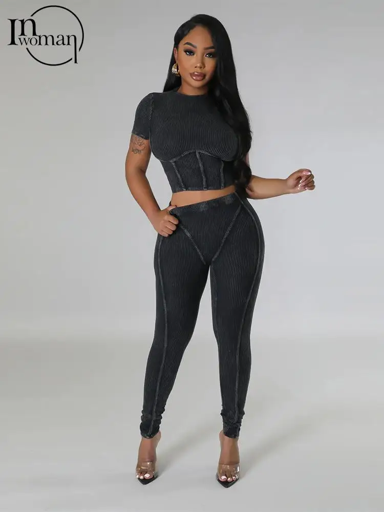 Sexy Summer Casual 2 Two Piece Set Outfits Women Sleeveless Crop Top Black  Gray Black Matching Pants Leggings Sets Workout 2023 - Pant Sets -  AliExpress