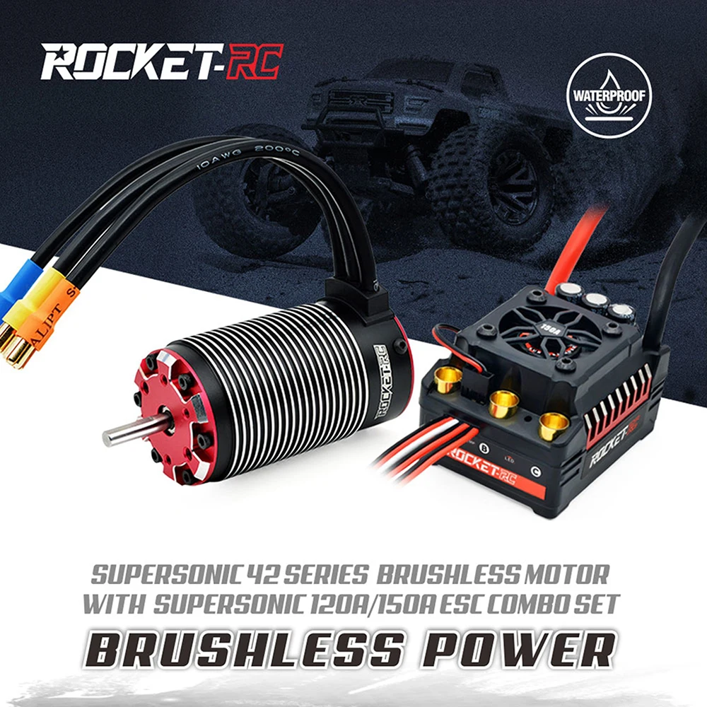 ロケットブラシレスモーター,1:8, 1:7 rcカーコンボ,超音速v2