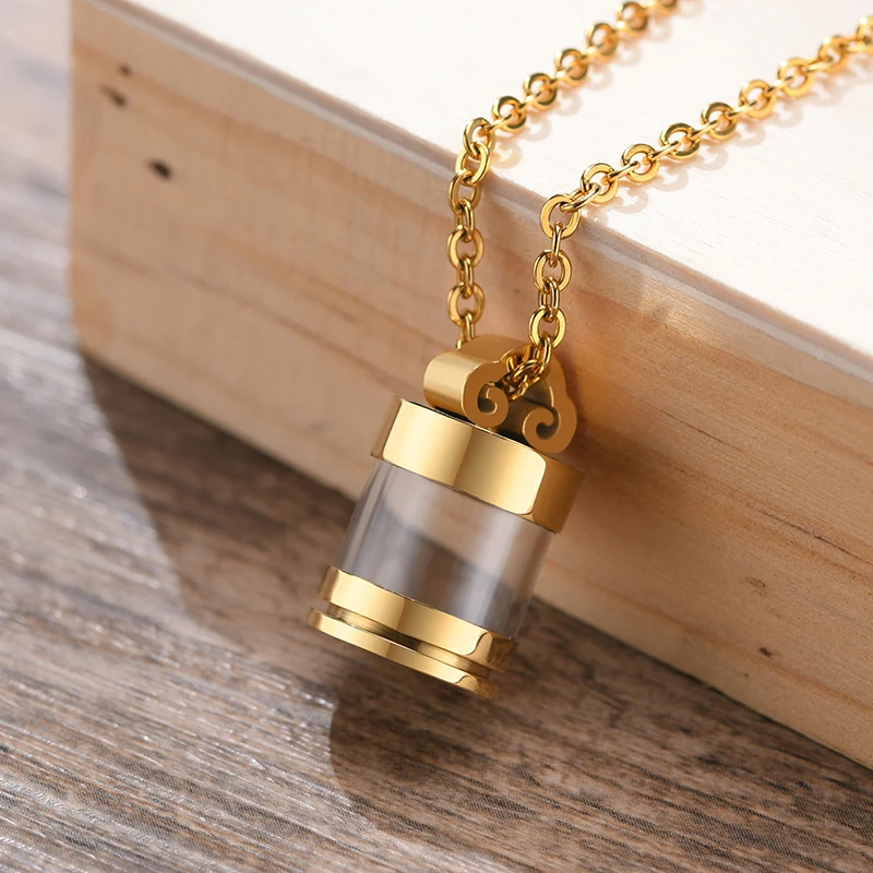 13 Styles Stainless Steel Glass Bottle Tube Keepsake Pendant Vial Necklace Memorial Cylinder Pet Ash Urn Cremation Jewelry