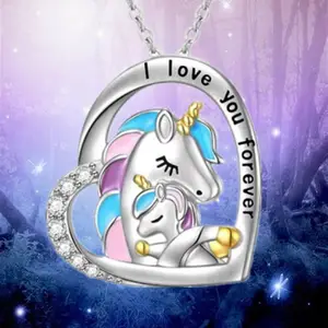 Exquisite Fashion Unicorn Necklace Color Cartoon Unicorn Jewelry Pendant  Necklace for Women Party Birthday Anniversary Gift