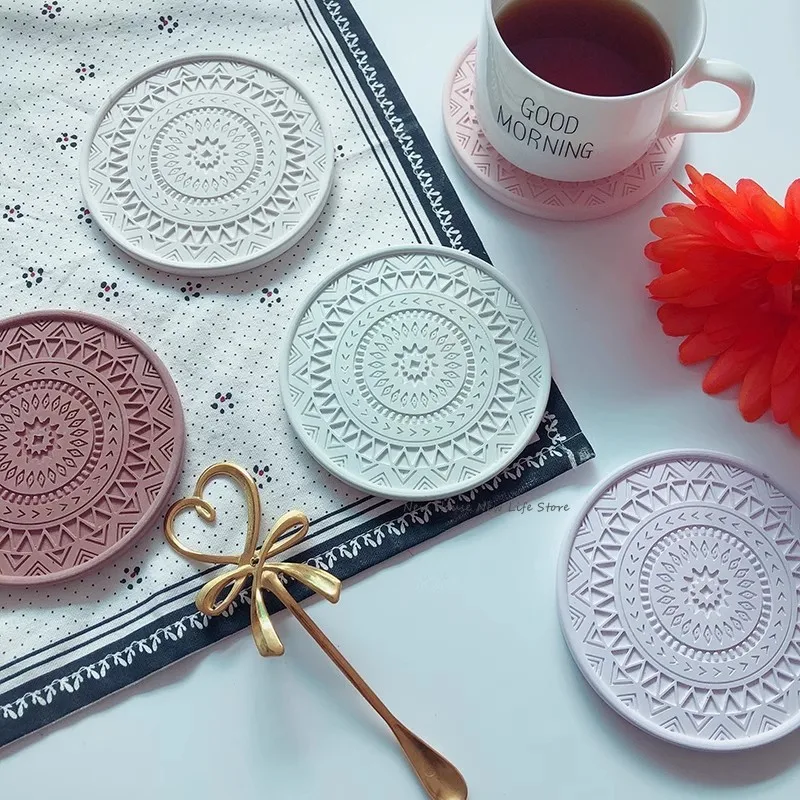 DIY Mandala Coaster Silicone Mold Handmade Cup Pad Plaster Epoxy Resin Casting Mould Concrete Cement Craft Molds Home Decoration silicone mold