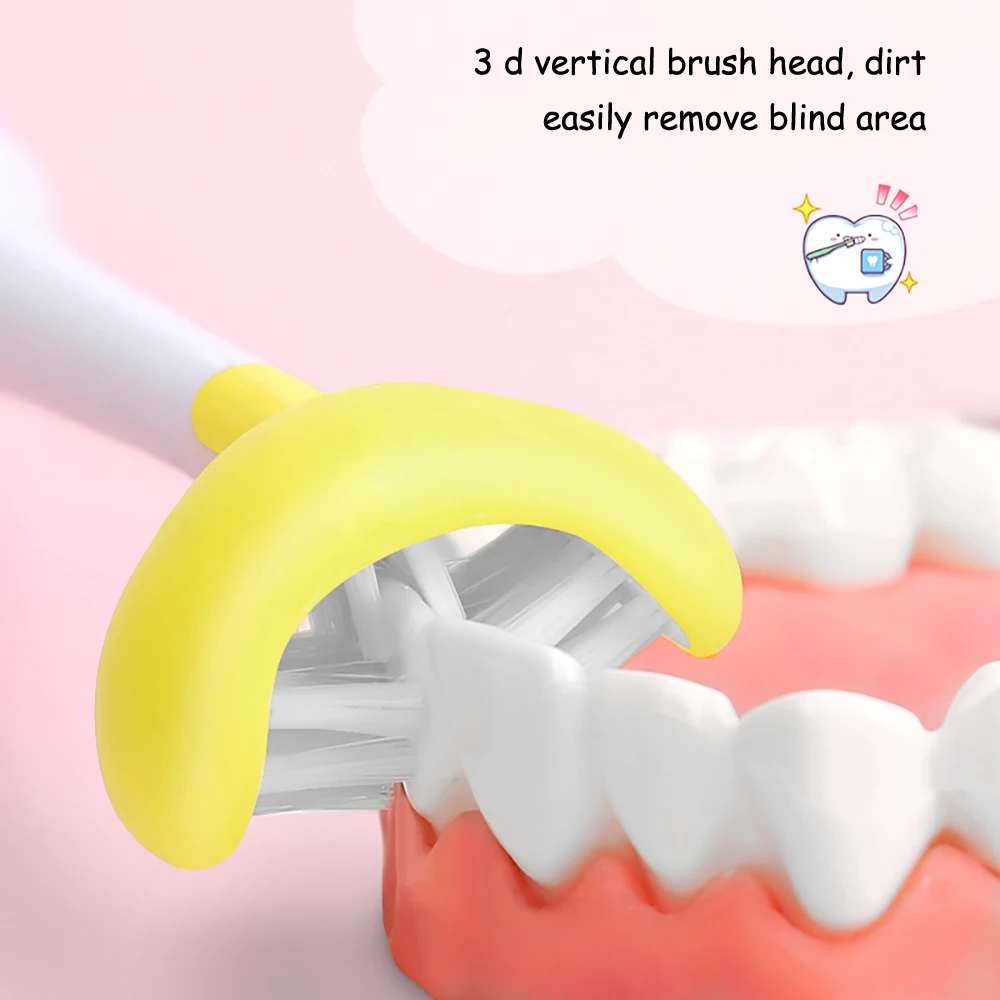 3D 사이드 음파 전동 칫솔, 어린이 교체 스마트 초음파 브러시 헤드, 방수 타이머, USB 충전식 가정용