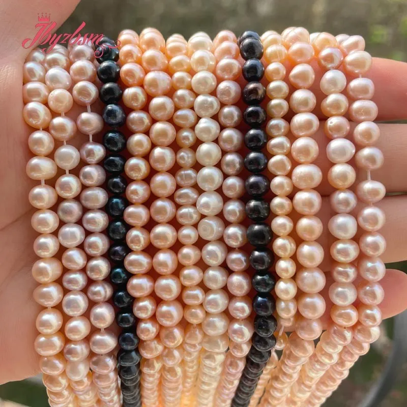 

5-5.5mm Natural Nearround Cultured Freshwater Pearl Loose Stone Beads For DIY Necklace Bracelats Jewelry Making 15"Free shipping