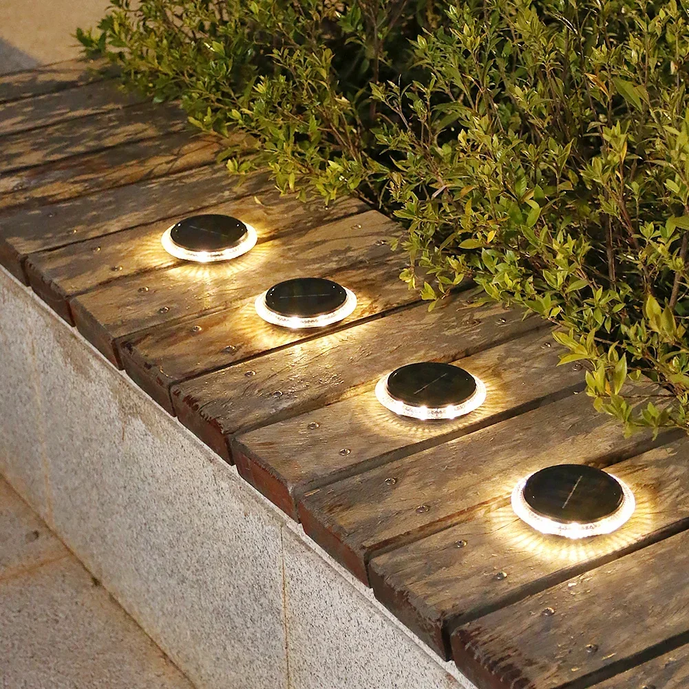 

2PCS 8LED Warm White Solar Lamps Outdoor for Garden IP65 Waterproof Deck Stair Step Lawn Pathway Ground Lamp